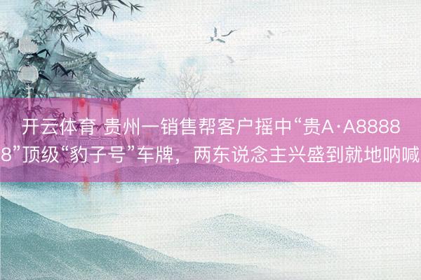 开云体育 贵州一销售帮客户摇中“贵A·A88888”顶级“豹子号”车牌，两东说念主兴盛到就地呐喊